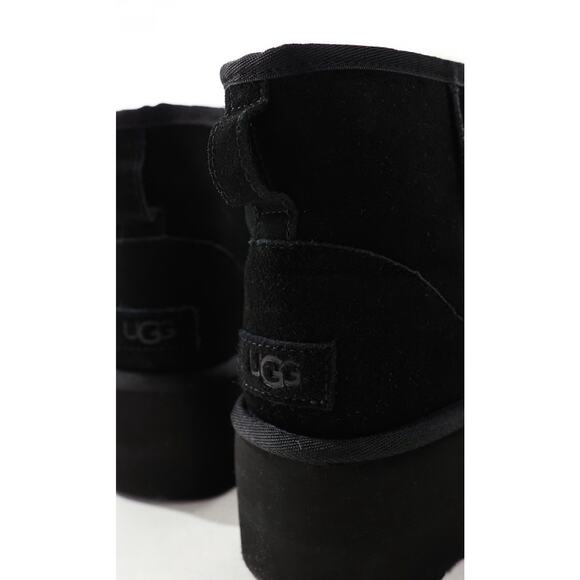 🔴SOLD UGG Classic Mini Platform Black Suede Boots Women Size 10 NEW - Picture 12 of 12